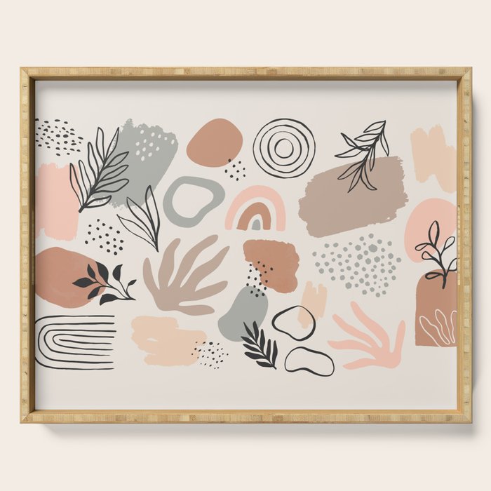Organic abstract nature art shapes collection Serving Tray Gallery Image 1