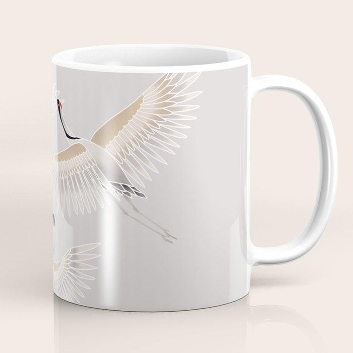 traditional Japanese cranes bright illustration Coffee Mug Gallery Image 1