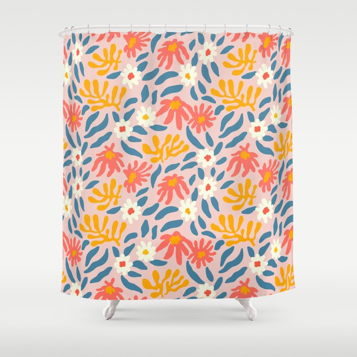 Vintage organic flower nature art pattern Shower Curtain Gallery Image 1