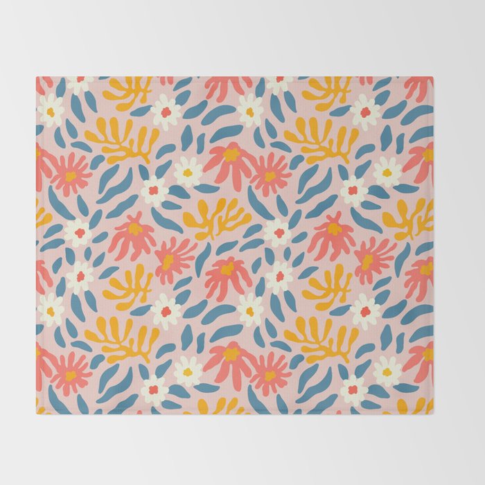 Vintage organic flower nature art pattern Throw Blanket Gallery Image 2