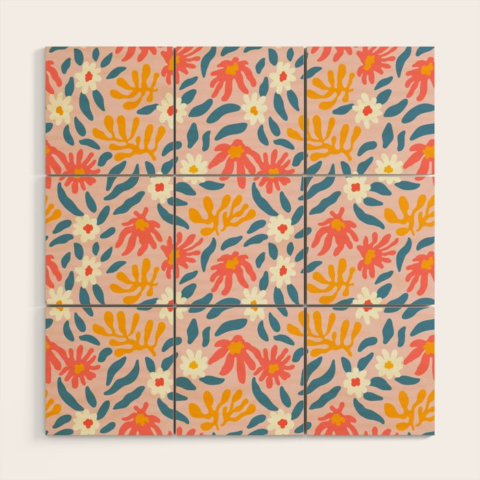 Vintage organic flower nature art pattern Wood Wall Art Gallery Image 1
