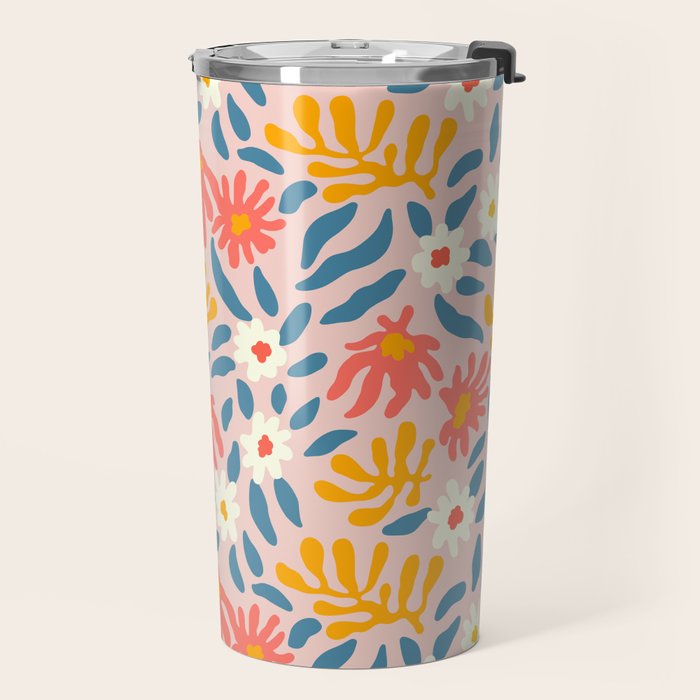 Vintage organic flower nature art pattern Travel Mug Gallery Image 2