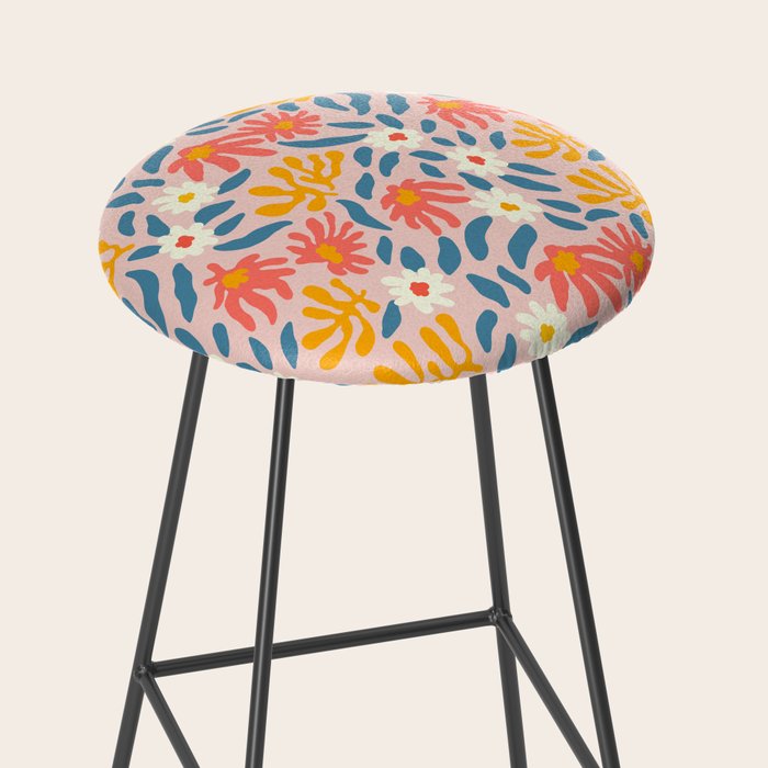 Vintage organic flower nature art pattern Stool Gallery Image 2