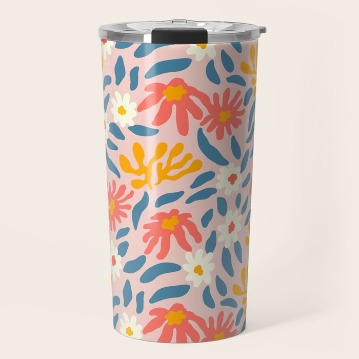 Vintage organic flower nature art pattern Travel Mug Gallery Image 1