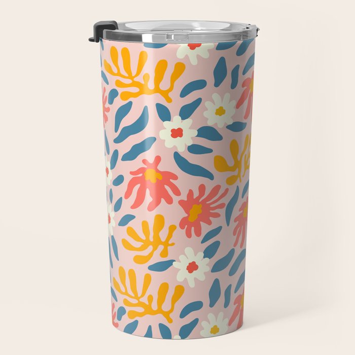 Vintage organic flower nature art pattern Travel Mug Gallery Image 3