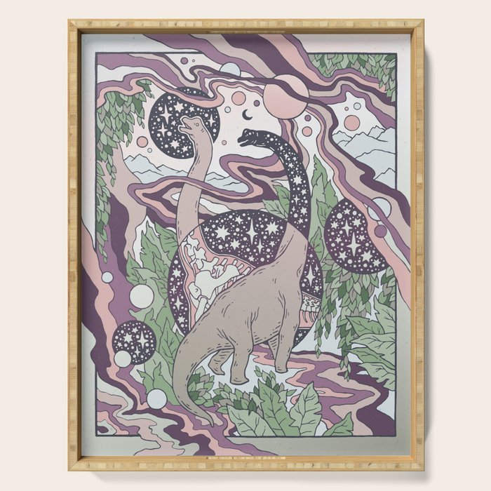 Jurassic Portal | Purple Haze Palette | Dinosaur Science Fiction Art Serving Tray Gallery Image 1