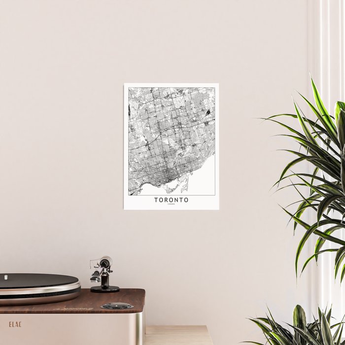 Toronto White Map Poster Gallery Image 2