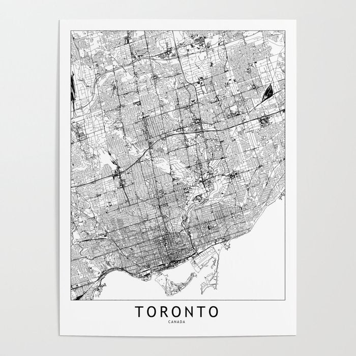 Toronto White Map Poster Gallery Image 4