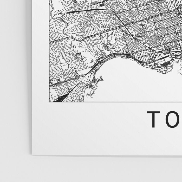 Toronto White Map Poster Gallery Image 3