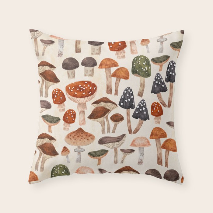 Mushrooms Throw Pillow Gallery Image 6