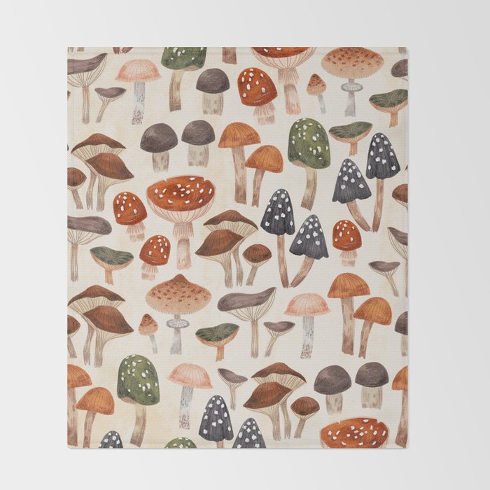 Mushrooms Throw Blanket Gallery Image 2