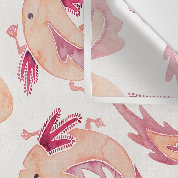 Mexican Axolotls Watercolor Wall Tapestry Gallery Image 3