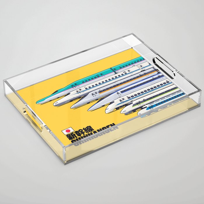 Shinkansen Bullet Train Evolution - Yellow Acrylic Tray Gallery Image 1