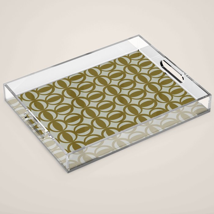 Retro Orbit Brown Olive - Mid Century Modern Geometric Acrylic Tray Gallery Image 1