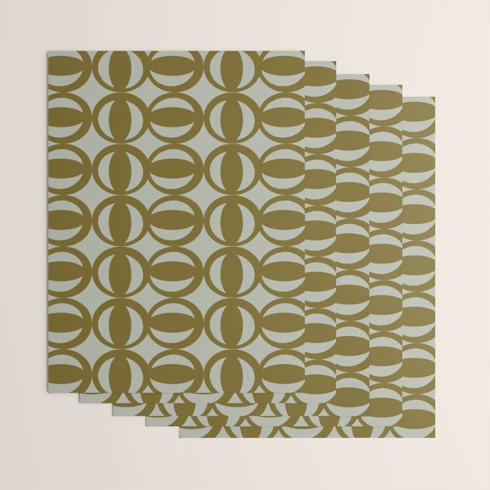 Retro Orbit Brown Olive - Mid Century Modern Geometric Wrapping Paper Gallery Image 3