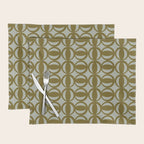 Retro Orbit Brown Olive - Mid Century Modern Geometric Placemat Gallery Image 1
