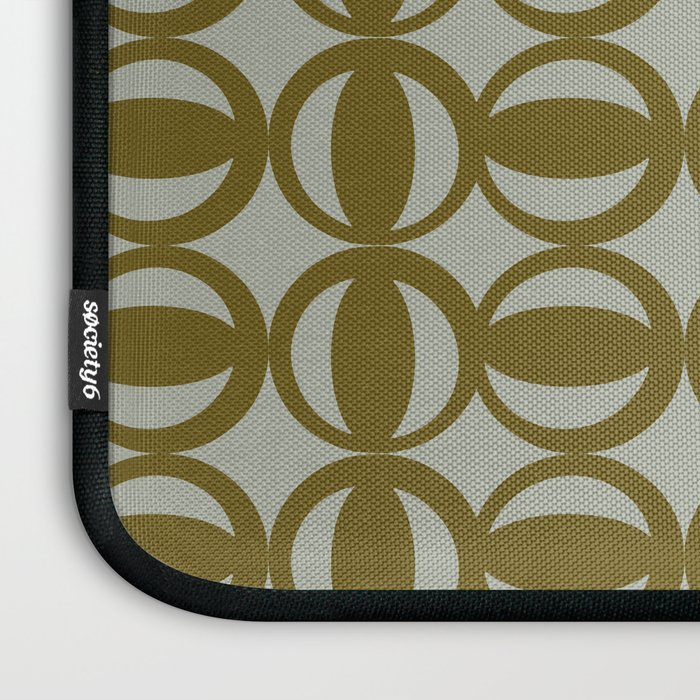 Retro Orbit Brown Olive - Mid Century Modern Geometric Laptop Sleeve Gallery Image 3