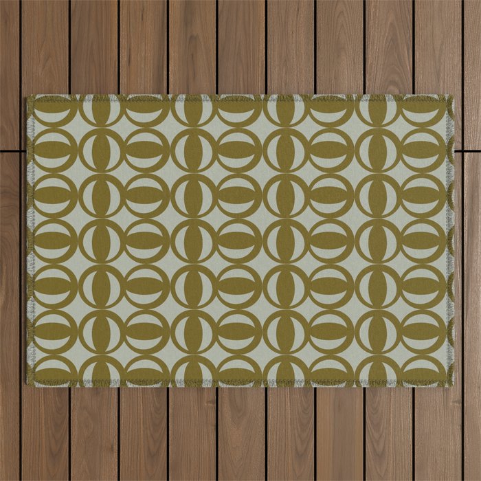 Retro Orbit Brown Olive - Mid Century Modern Geometric Outdoor Rug Gallery Image 1