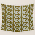 Retro Orbit Brown Olive - Mid Century Modern Geometric Wall Tapestry Gallery Image 4