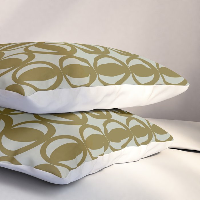Retro Orbit Brown Olive - Mid Century Modern Geometric Pillow Sham Gallery Image 3