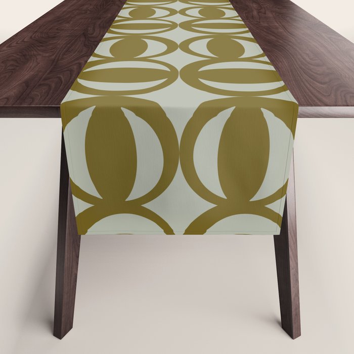 Retro Orbit Brown Olive - Mid Century Modern Geometric Table Runner Gallery Image 1