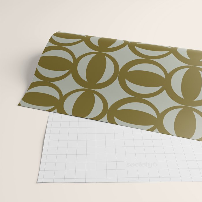 Retro Orbit Brown Olive - Mid Century Modern Geometric Wrapping Paper Gallery Image 2