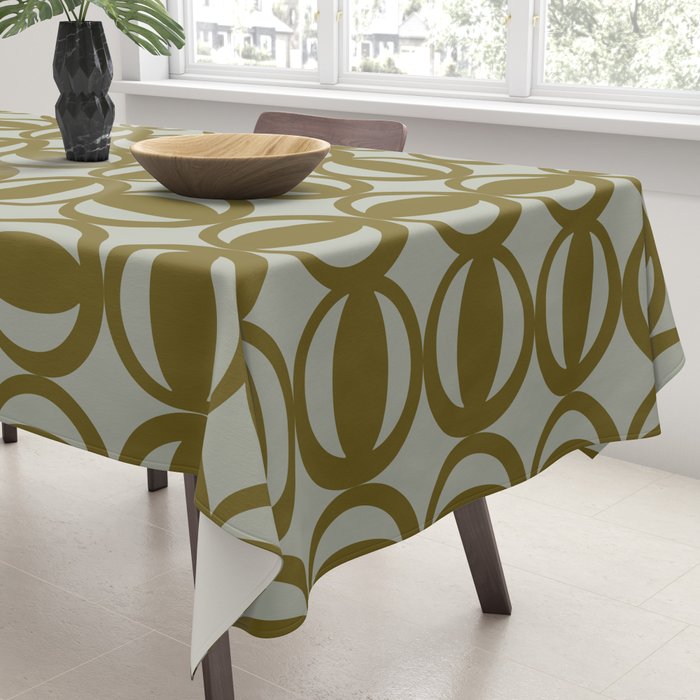 Retro Orbit Brown Olive - Mid Century Modern Geometric Tablecloth Gallery Image 3