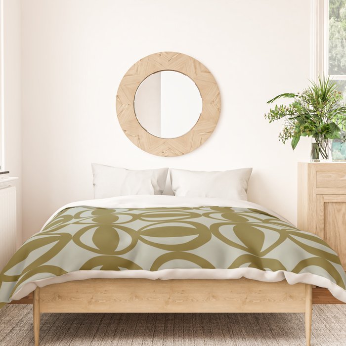 Retro Orbit Brown Olive - Mid Century Modern Geometric Duvet Cover Gallery Image 3