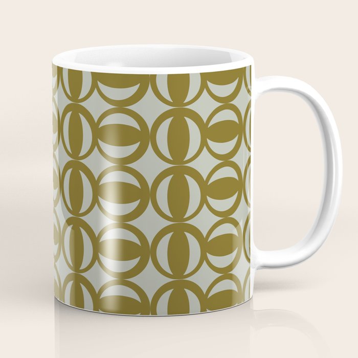 Retro Orbit Brown Olive - Mid Century Modern Geometric Coffee Mug Gallery Image 1