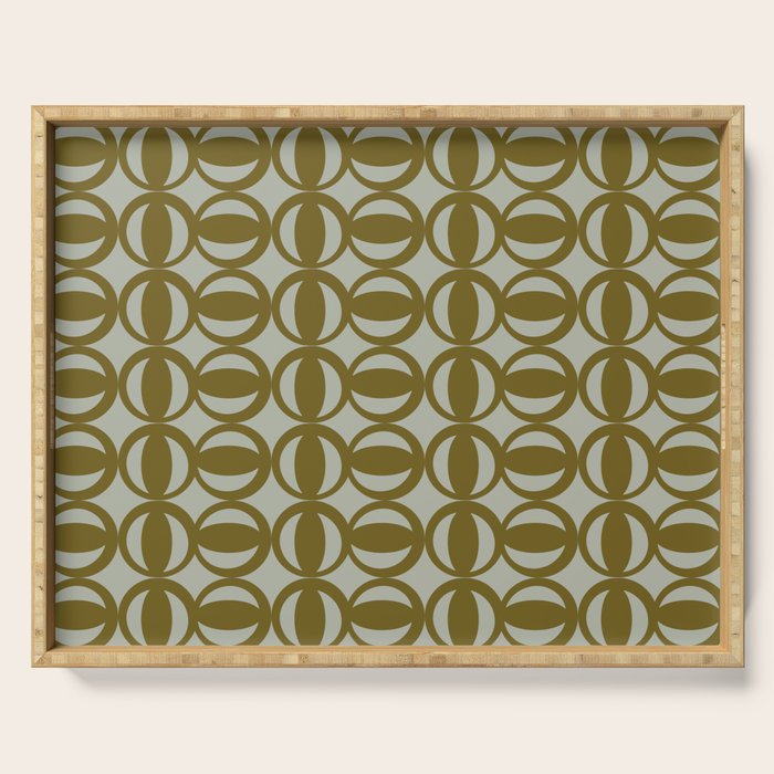 Retro Orbit Brown Olive - Mid Century Modern Geometric Serving Tray Gallery Image 1