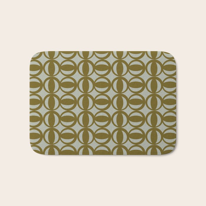 Retro Orbit Brown Olive - Mid Century Modern Geometric Bath Mat Gallery Image 1