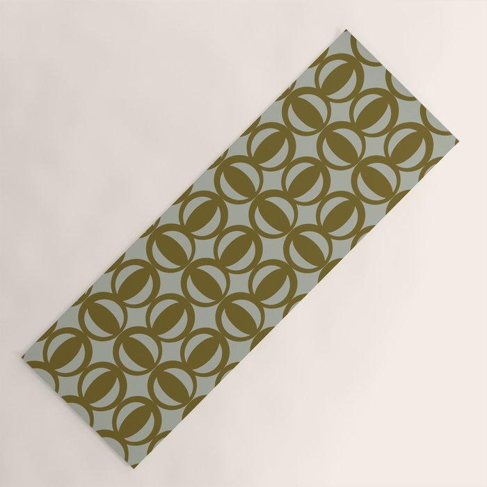 Retro Orbit Brown Olive - Mid Century Modern Geometric Yoga Mat Gallery Image 1