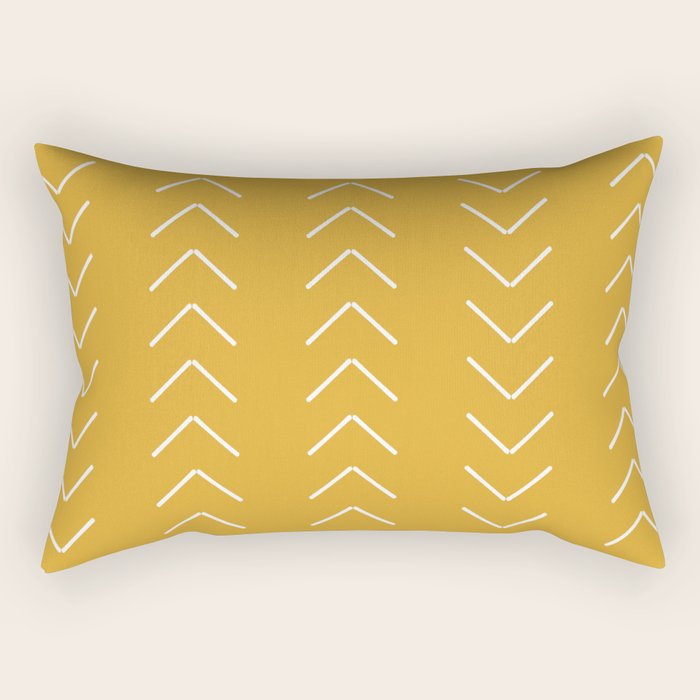 Mudcloth II (Mustard Yellow) Rectangular Pillow Gallery Image 1