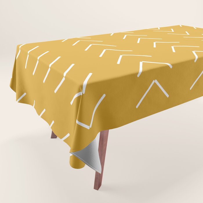 Mudcloth II (Mustard Yellow) Tablecloth Gallery Image 1