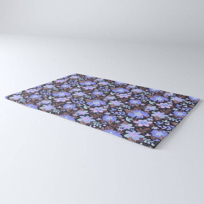 Hibiscus lilac pattern Rug Gallery Image 3