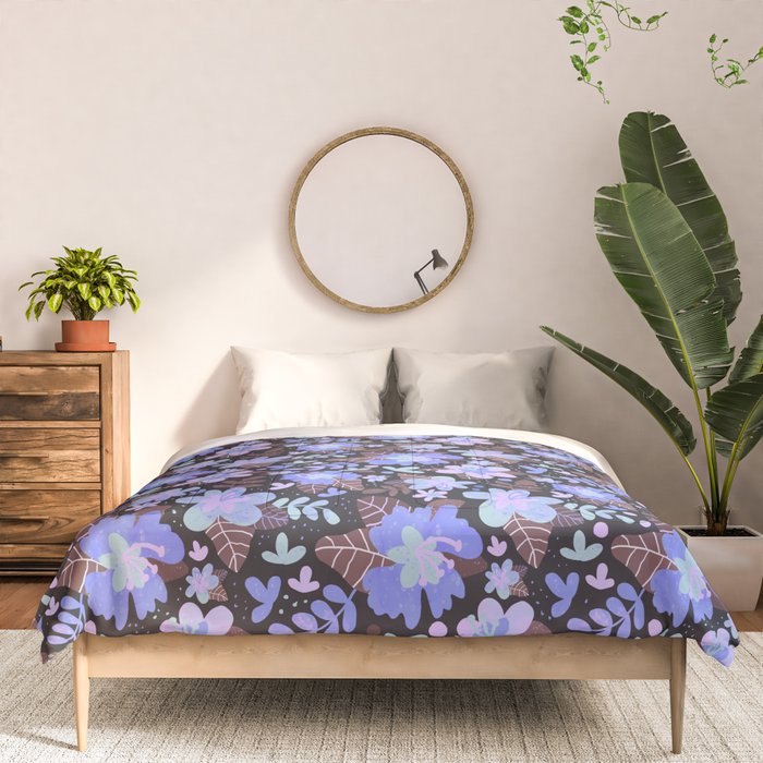 Hibiscus lilac pattern Comforter Gallery Image 3