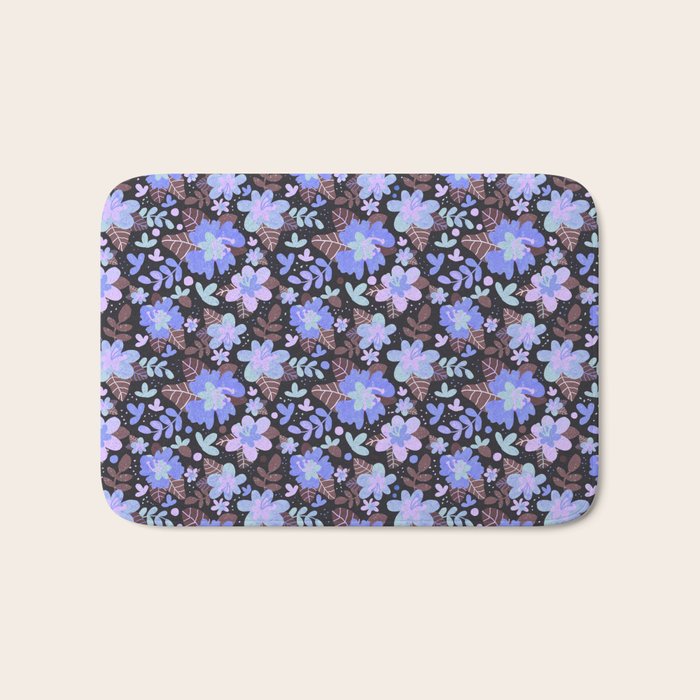 Hibiscus lilac pattern Bath Mat Gallery Image 1