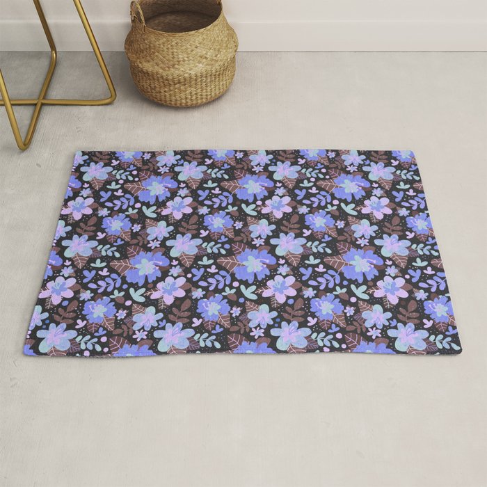 Hibiscus lilac pattern Rug Gallery Image 1
