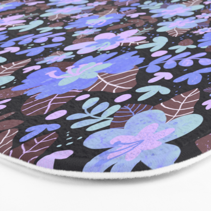 Hibiscus lilac pattern Bath Mat Gallery Image 3
