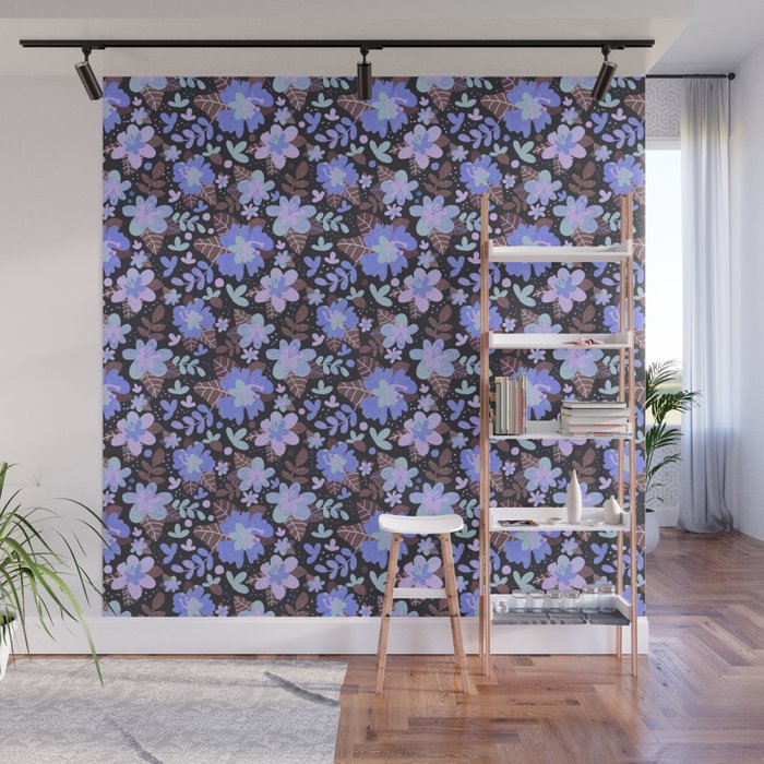 Hibiscus lilac pattern Wall Mural Gallery Image 1