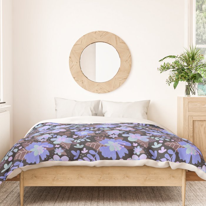 Hibiscus lilac pattern Duvet Cover Gallery Image 3