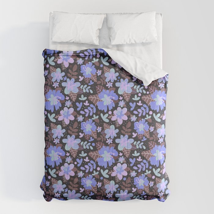 Hibiscus lilac pattern Comforter Gallery Image 1