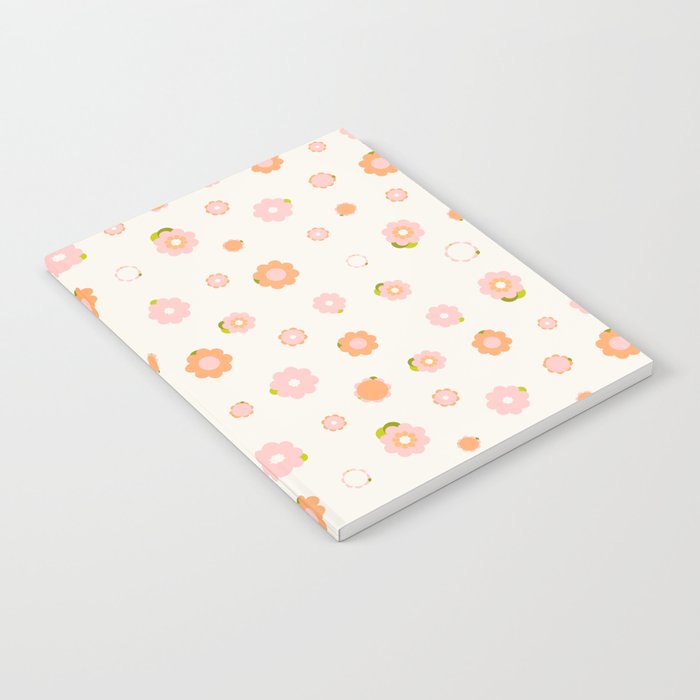 Peach pink and orange flowers pattern Notebook Gallery Image 1