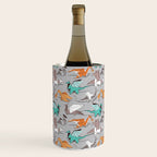 Origami dragon friends // grey linen texture background aqua orange grey and taupe fantastic creatures Wine Chiller Gallery Image 1