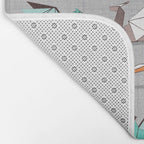 Origami dragon friends // grey linen texture background aqua orange grey and taupe fantastic creatures Bath Mat Gallery Image 2