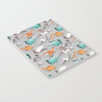 Origami dragon friends // grey linen texture background aqua orange grey and taupe fantastic creatures Notebook Gallery Image 3