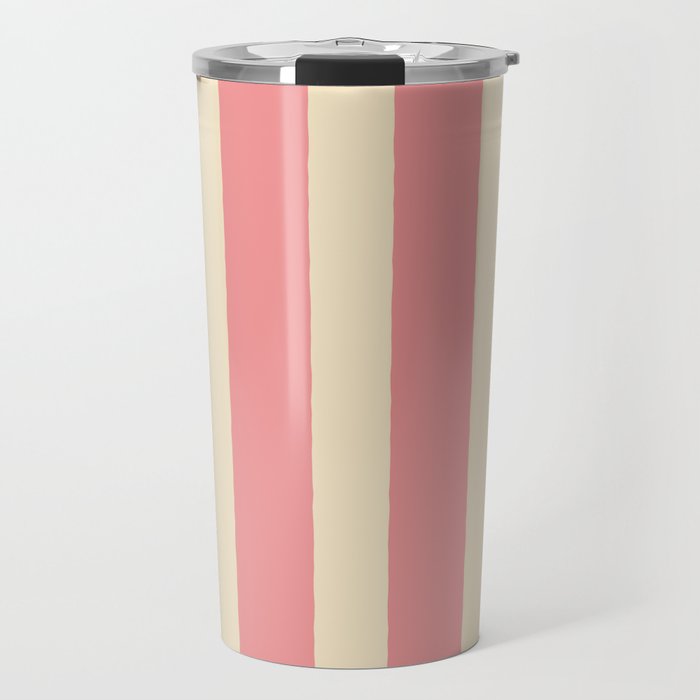 Simple Stripes Pattern - Pink  Travel Mug Gallery Image 1