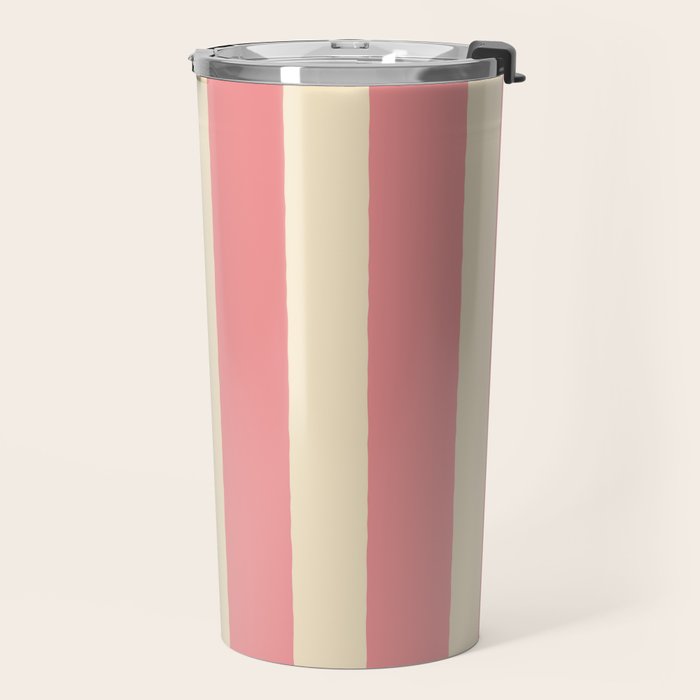 Simple Stripes Pattern - Pink  Travel Mug Gallery Image 2