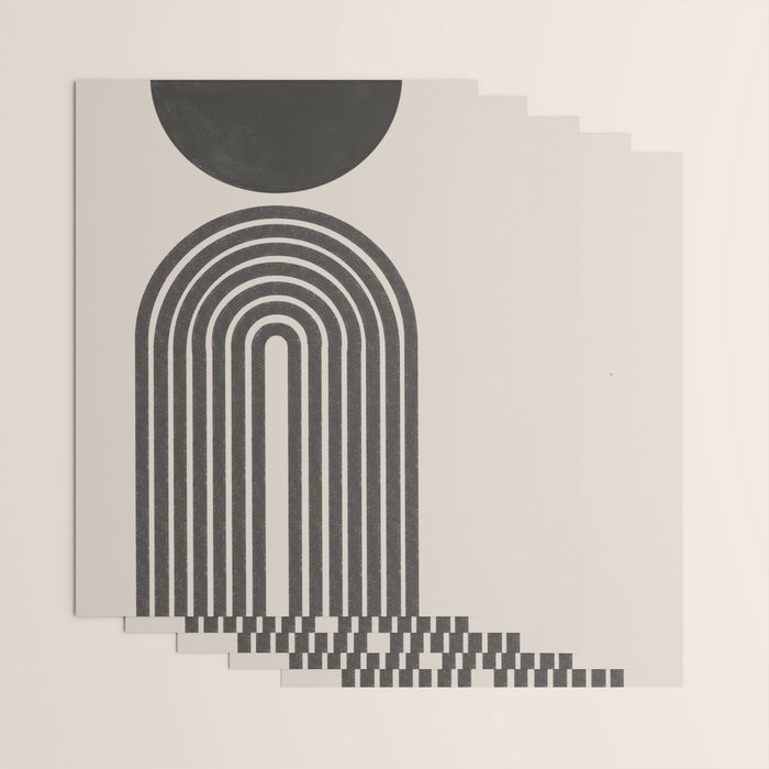 Mid Century Modern Beige and Black  Wrapping Paper Gallery Image 3