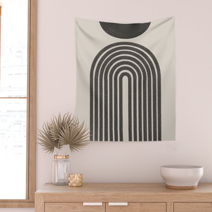 Mid Century Modern Beige and Black  Wall Tapestry Gallery Image 2